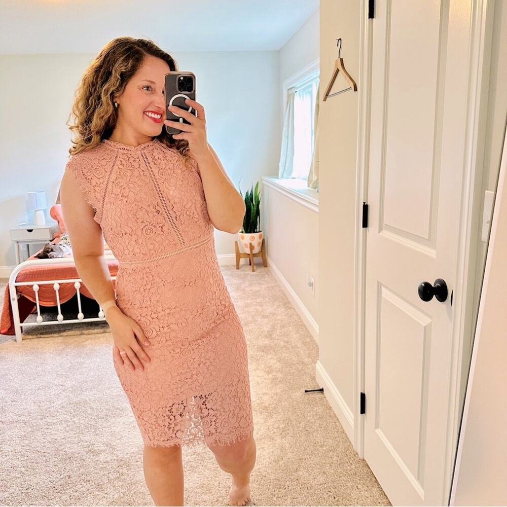 NWT Anthropologie Bardot Pink Lace Floral Mini Dress 8/Medium